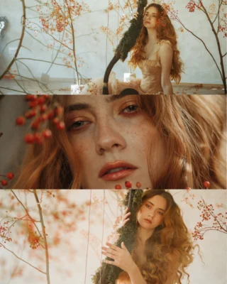🍁 The idea for this scene came to life the moment my floral decorator showed me these beautiful, towering berry branches online. I instantly fell in love with them! Their incredible height inspired me to bring a little piece of autumn indoors and transform my studio into a magical autumn wonderland.

I imagined a girl dressed in the colors of fall, surrounded by nature, gently playing an autumn melody on a harp, as if the instrument itself had grown from the forest. 🍂 

What makes this scene even more special is that the harp was entirely handcrafted by my talented set designer, bringing another little piece of this fairytale to life.

And that’s how this little autumn fairytale came to life. 🍂

Captured with the Canon EOS R6 Mark III and a 50mm lens. @canonemeapro 

Photos @jovanarikalo 
Model @tijanawolf 
MUA @biljana.velojic.makeup 
Dress @lacemadeofficial use code jovanarikalo for a %
Harp @noakuf 
Decor @tandrbal 

#creativephotoshoot #artphotography